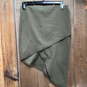 Asymmetrical Sage Miniskirt